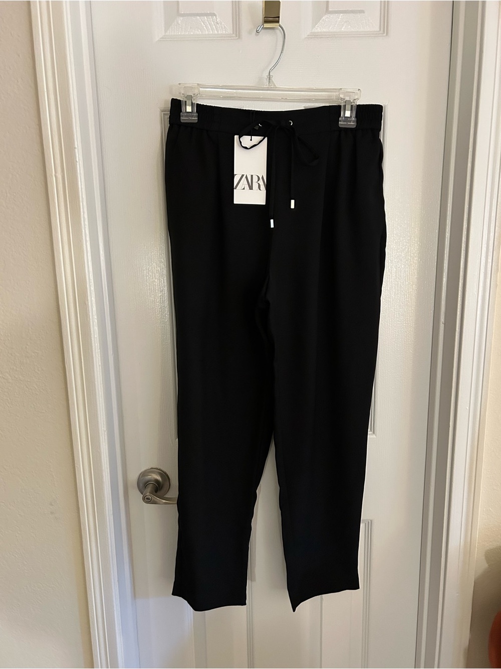Zara Black Drawstring Tapered Joggers